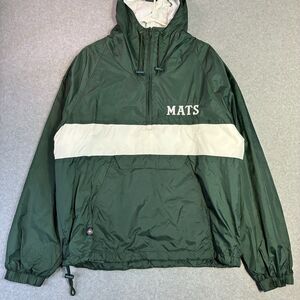 Charles River MATS Green Pullover Windbreaker Jacket Hooded Mens Medium